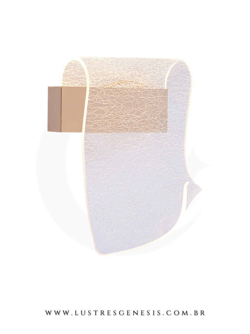 Arandela Led Acrilico Metal Dourado QB05143 4W 3000K Bivolt 18x25cm, Espelho do Banheiro, Lavabo, Cabeceira, Living, Sala de Estar